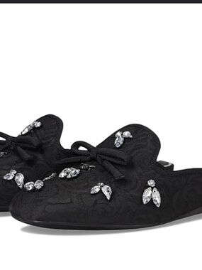 Sam Edelman Black Crystal-Embellished Slip-On Mules